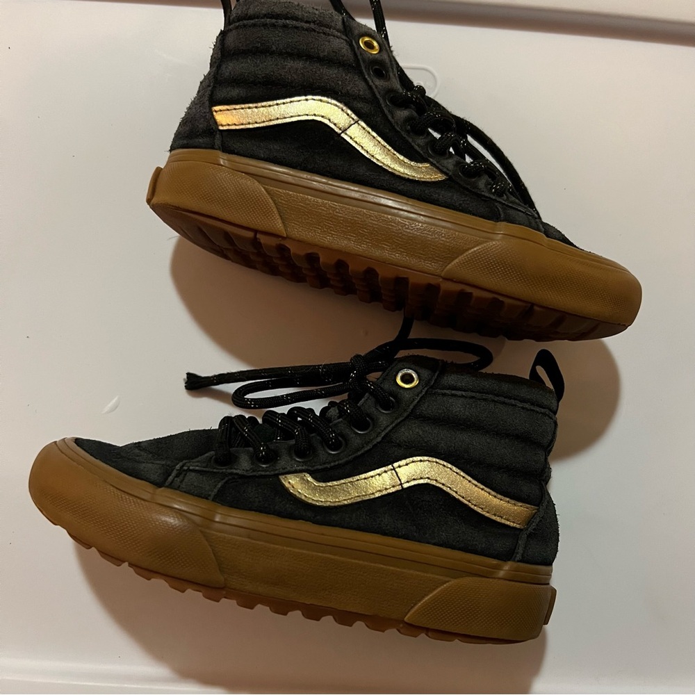Vans Black and Gold High-Top Sneakers